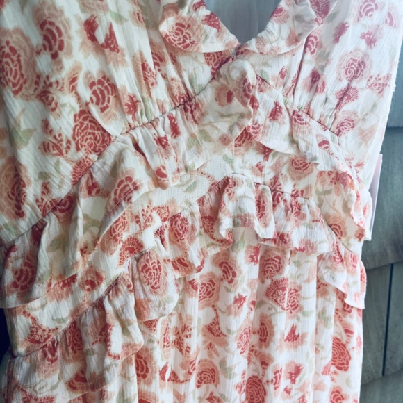A Collective Story Anthropologie Piper Peach Floral Tiered Maxi Summer Dress S L - Picture 12 of 17